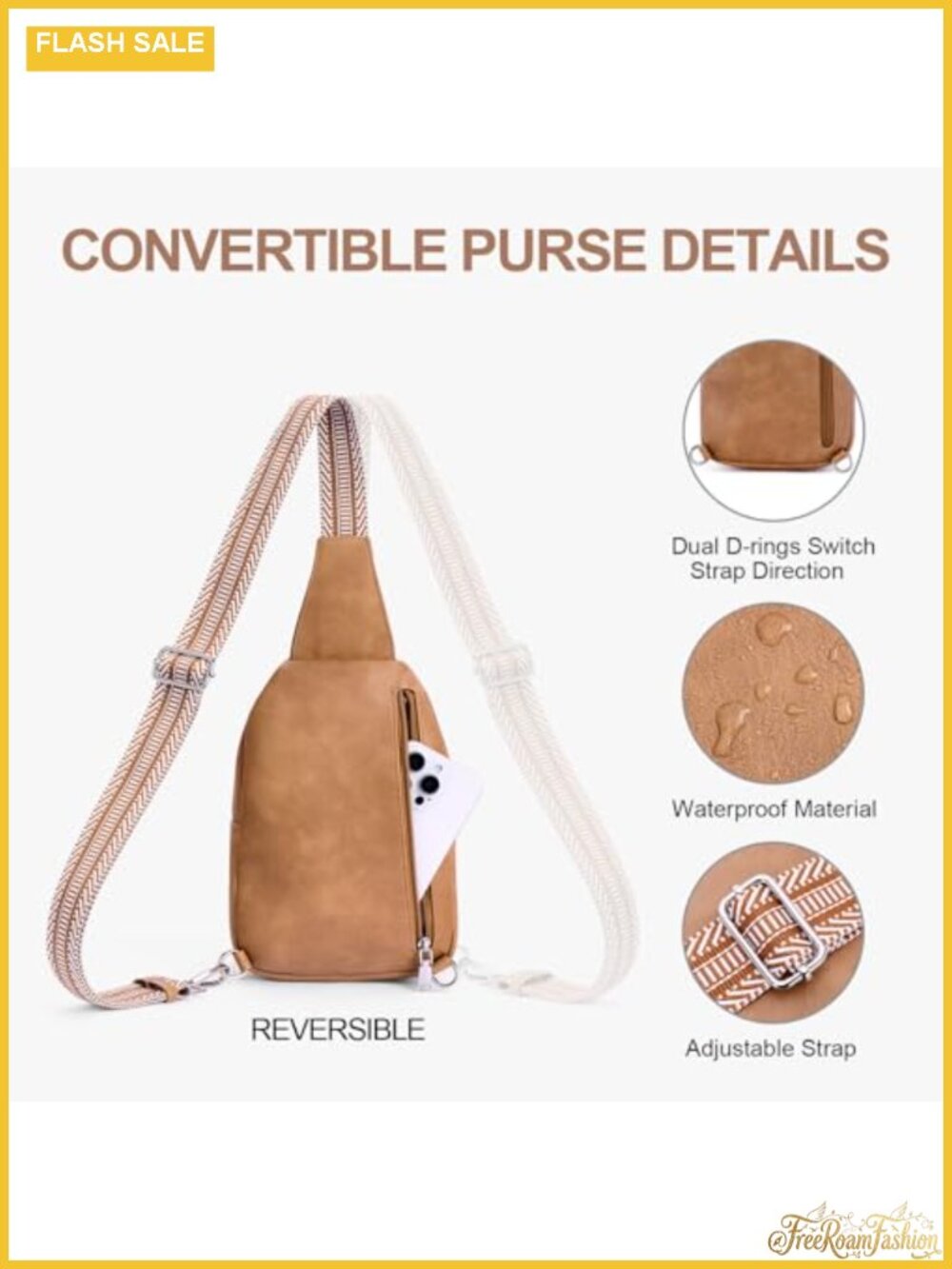 Anti Theft Crossbody Sling Bag Faux Leather RFID Chest Fanny Pack - Picture 4 of 5